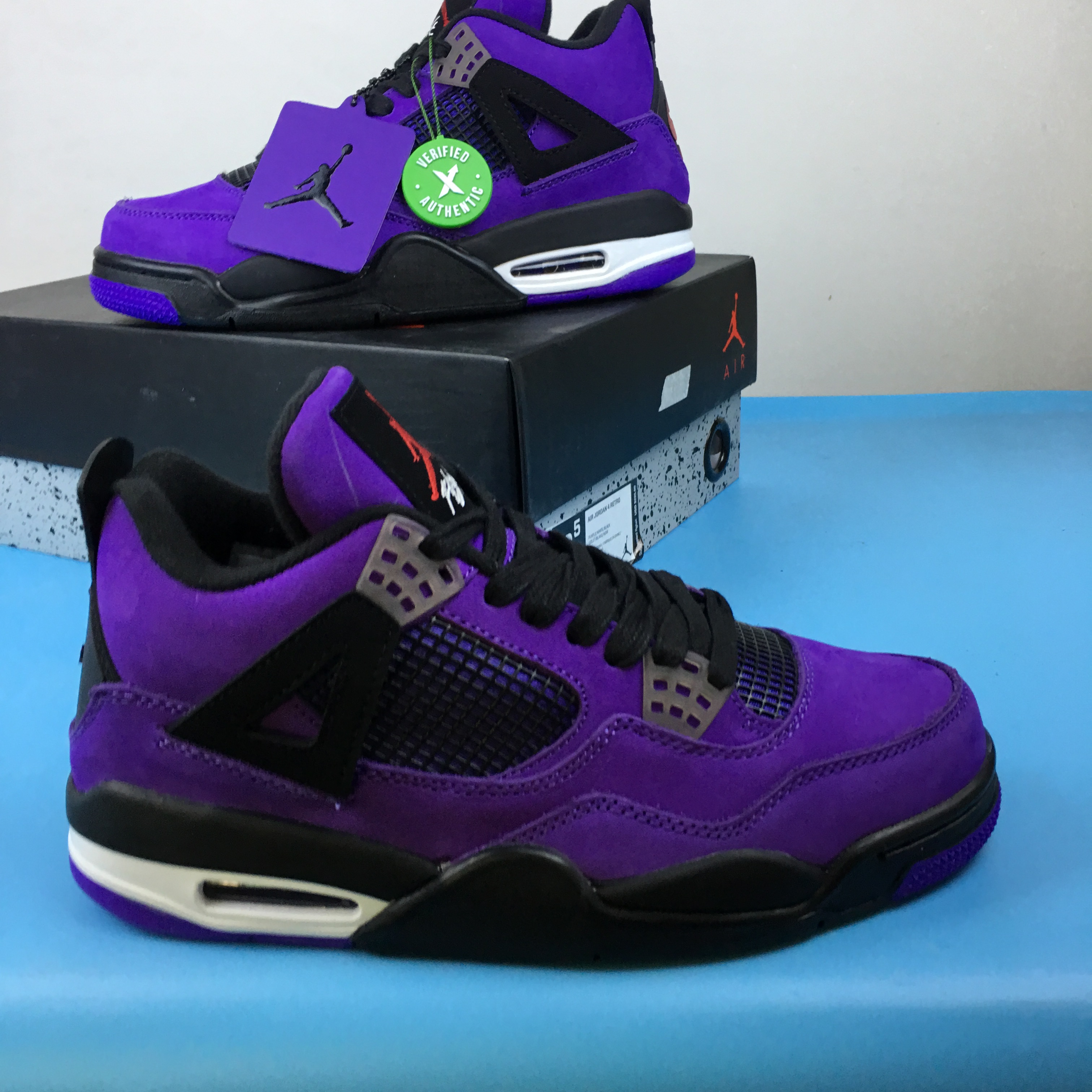 Men Jordan 4 Black Purple Shoes